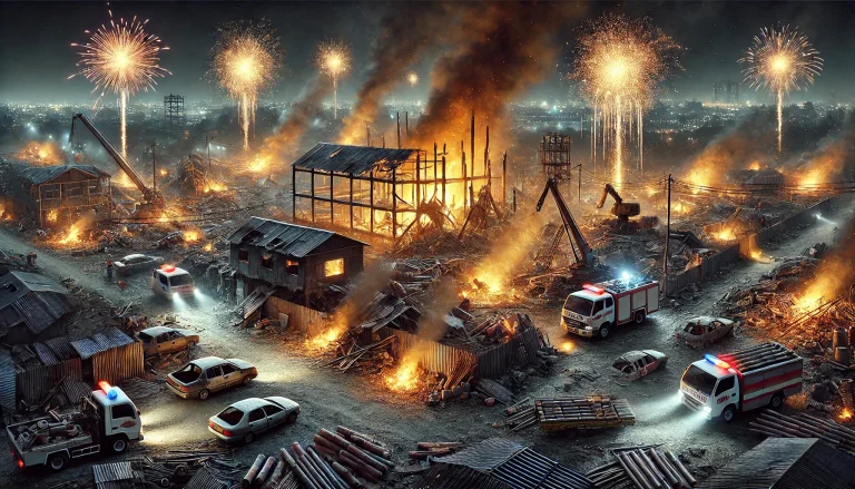 an AI illustration of bright sparkler disaster of Malaysia