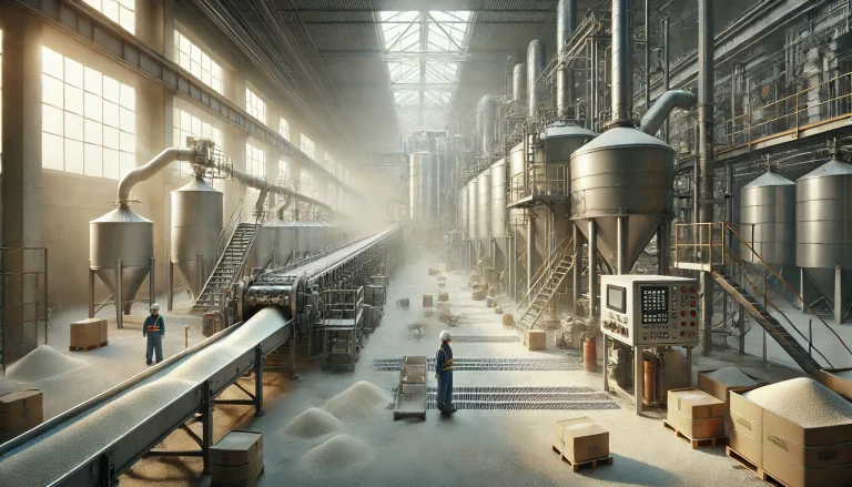 an AI illustration of sugar refinery factory