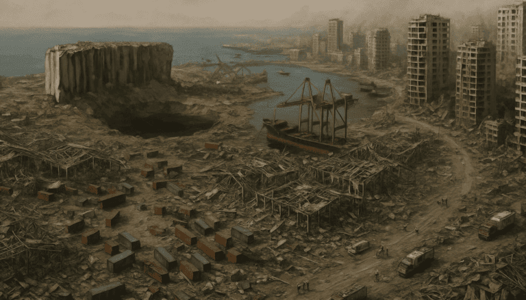 An AI generated image depicting the beirut explosion tragedy